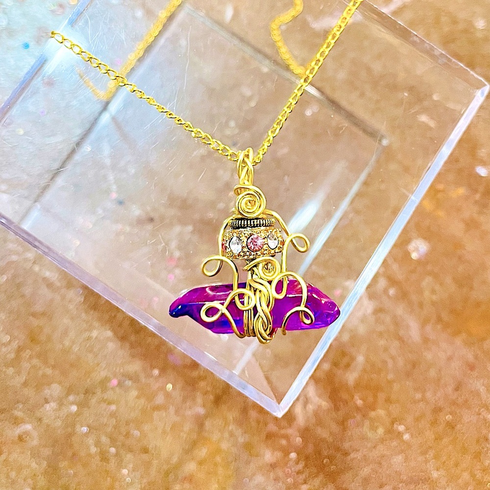 Purple Aura Quartz Magical Fantasy Necklace